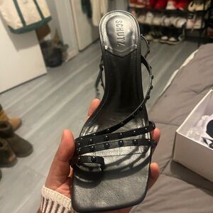 SCHUTZ Black Studded Strappy Heels